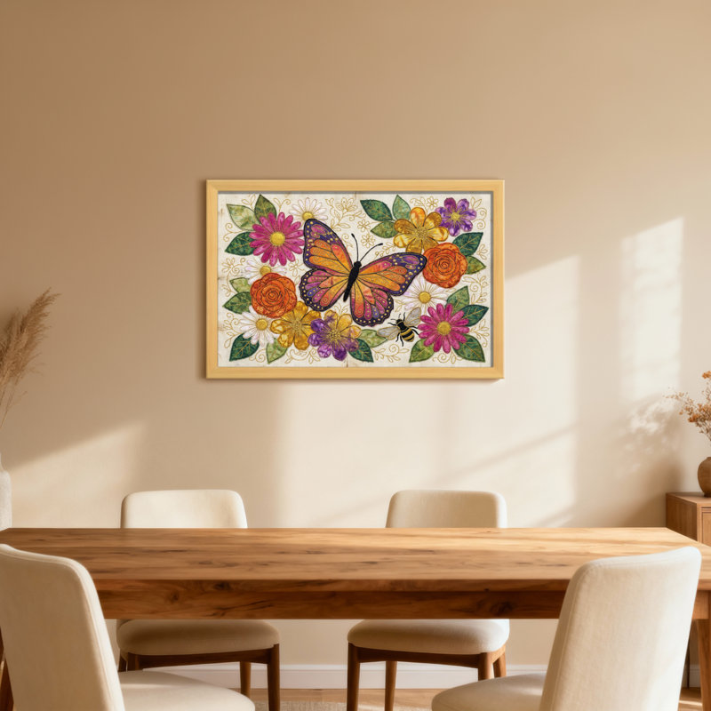 Animaux, papillon, fleurs, abeilles, motif artistique, Toile tendue, Ne s’applique pas, H 24 po x l 36 po