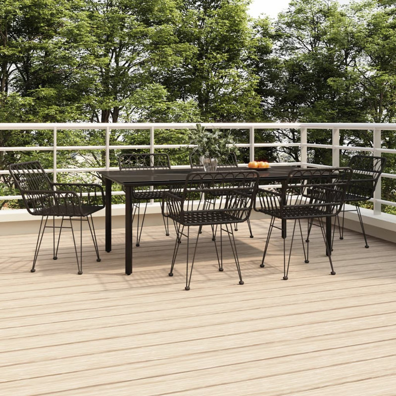 Ensemble repas extérieur Aniessa, L 78,7 po x l 39,4 po x H 29,1 po, Noir, 6