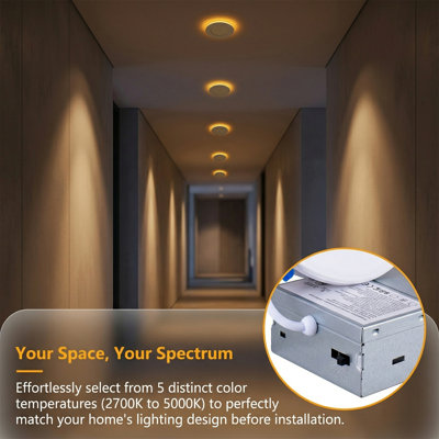 Set Of 12 4-inch Recessed White Lights, Dimmable With 5 Color Options