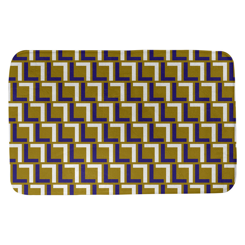 Tapis pour salle de bain Baltimore, l 17 po x L 24 po, Or métallique / mauve / blanc