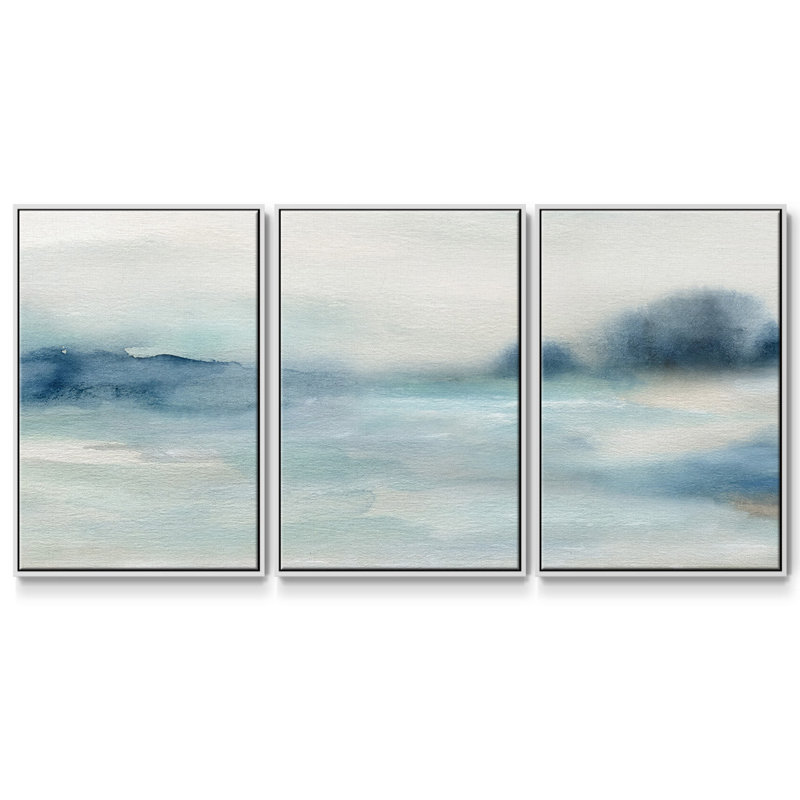 «Simply Soft Morning» - Toile encadrée à pièces multiples, H 36 po x l 75 po x P 2 po, Blanc
