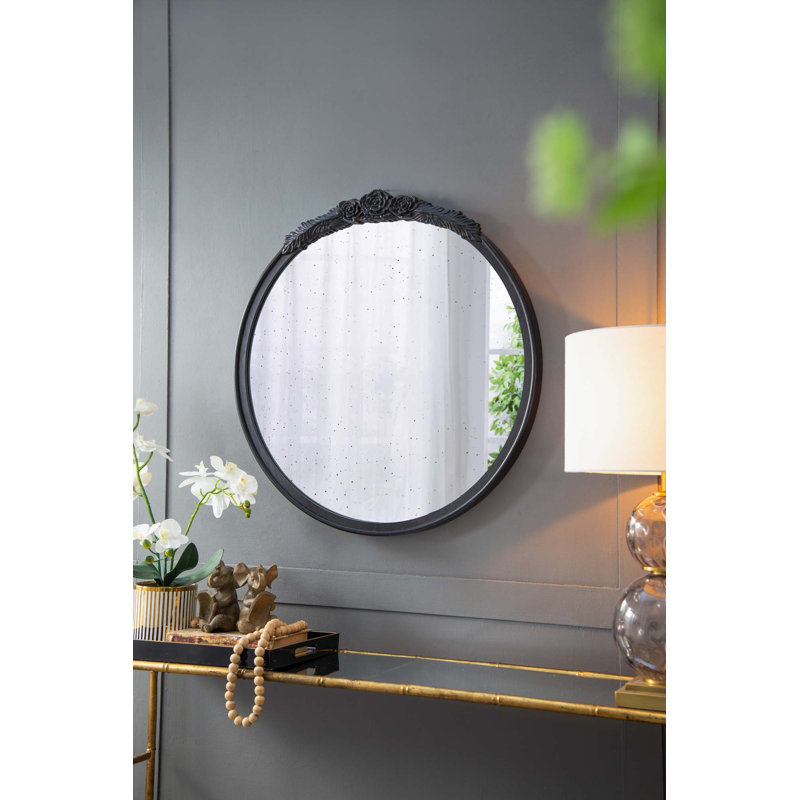 Cadre de miroir antique 30 po, Noir