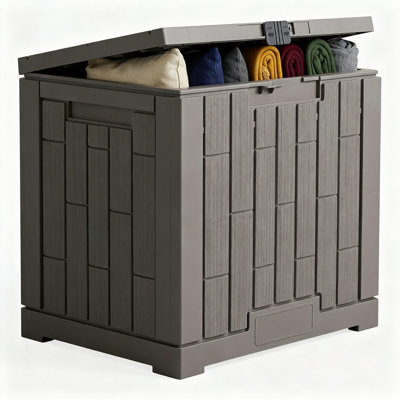 Outdoor Storage Box,  Waterproof Resin Deck Box With Lock And Built-In Handle For Patio, Garden, Garage 30 Gallon,(Light Brown)