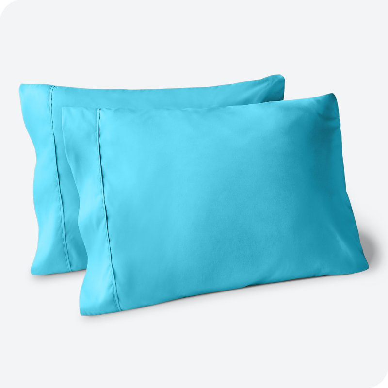 Aqua Standard Size Hypoallergenic Cotton Polyester Pillowcase Set