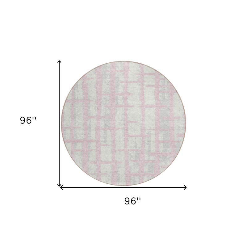 Tapis intérieur lavable rayé rose et ivoire 8 pi