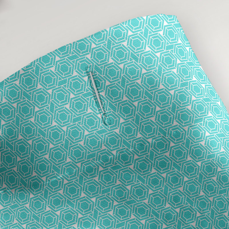Rideau de douche simple hexagonal classique, Bleu sarcelle, Classic Hexagonal