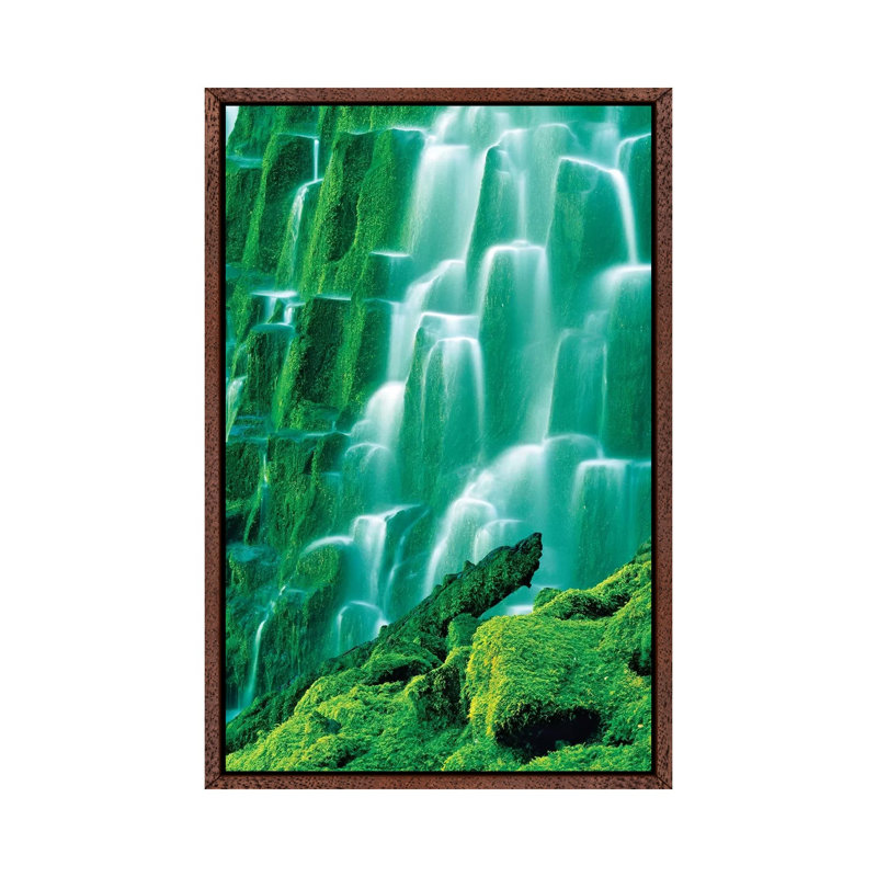 Moss Covered Falls 1 Piece Wall Art on Canvas, 101.6cm H x 66.04cm W x 3.81cm D, Classic Brown Wood Framed