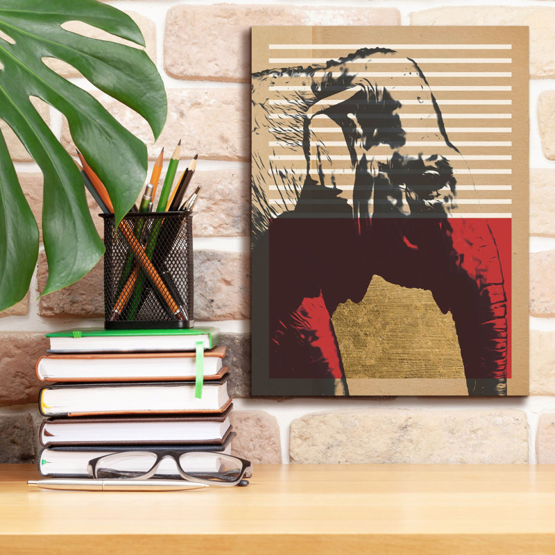  «Gold Geometric Elephant 1» par Alonzo Saunders, art mural sur toile, 12 po x 16 po, H 16 po x l 12 po