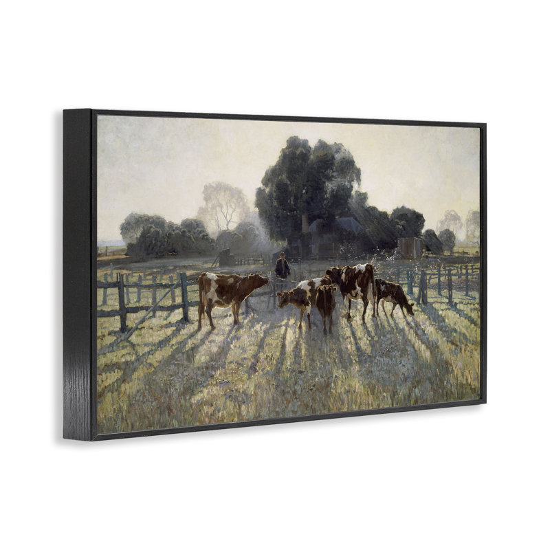 «Elioth Gruner Morning Cows», estampe numérique, conception par Arlington Prints, H 12 po x l 18 po