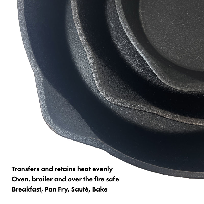 Bayou Classic Pre-Seasoned Cast Iron Skillet Set - 6, 8, & 10 Inch