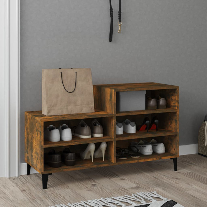 10 Pair Shoe Storage Cabinet, Smoked Oak