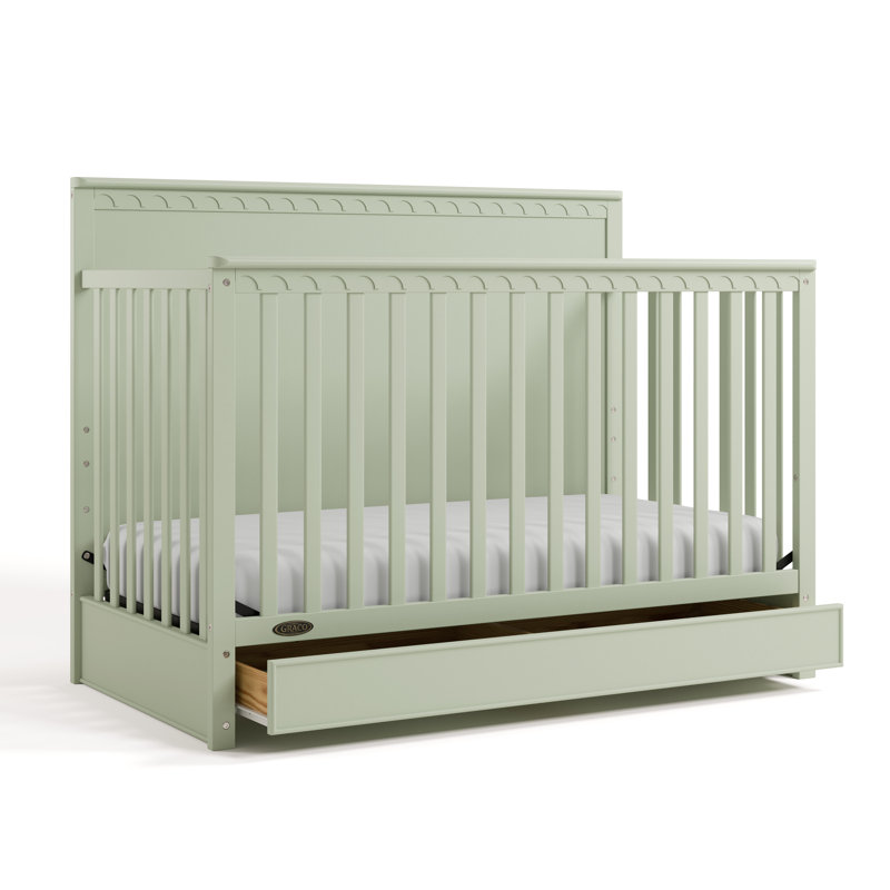 Sasha 5-In-1 Convertible Crib With Drawer, Sage