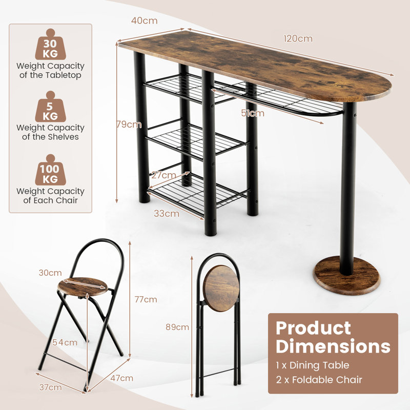 Abdourahmane Dining Set, Rustic Brown, Rustic Brown/Black
