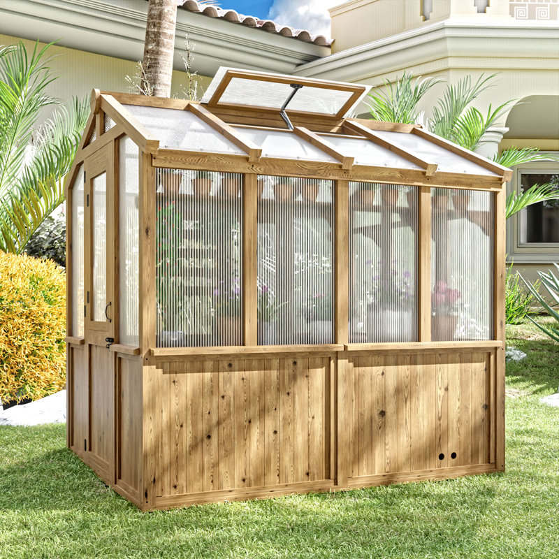 6.7 FT x7.8 FT Solid Wood Greenhouse