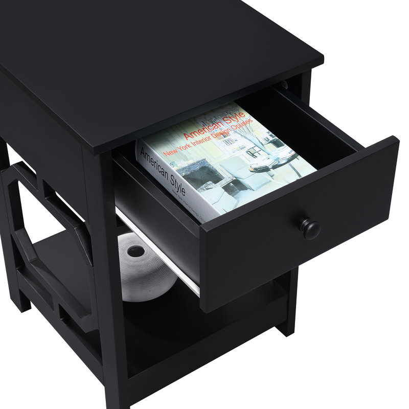 Gerde End Table with Storage, Black