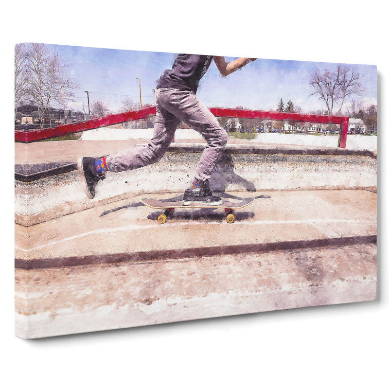 Skateboarding - Wrapped Canvas Painting, 40cm H x 60cm W x 3cm D