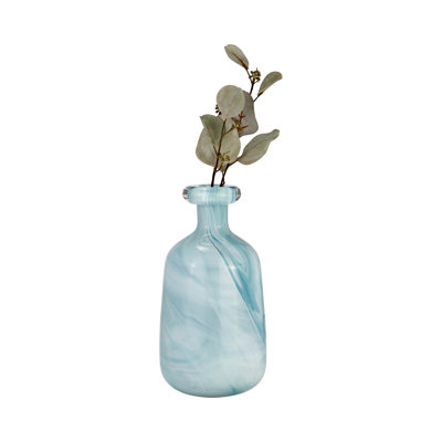 Glass, 12"H Bottle Vase, Teal