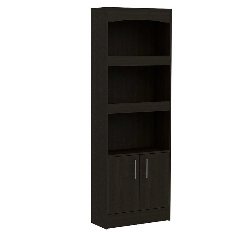 Bibliothèque Durango, trois tablettes, armoire à deux portes, Noir