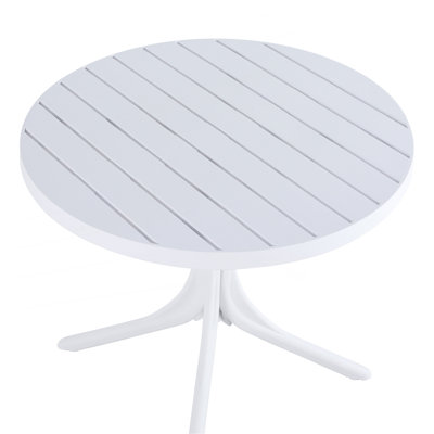 Modern White Round Plastic Table – 36 Inch Indoor/Outdoor Dining Table & Coffee Table, Lightweight Polypropylene All-Weather Patio Table For Garden, Courtyard, Kitchen, Camping (White)