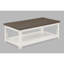 Table de salon en bois 3 pièces avec tablette de rangement ouverte, extrémité carrée rectangulaire blanche et brune