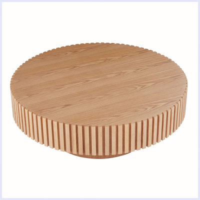Table basse ronde moderne en bois avec piédestal robuste pour appartement