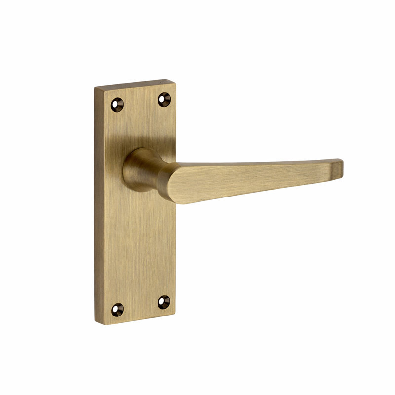 Golden Grace 6 Pairs Victorian Design Straight Lever Door Handles Antique Brass Durable Metal Classic Internal Backplate with Spindle - 120 x 40mm
