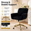 Fauteuil de bureau en poils de lapin artificiel avec base en métal doré, fauteuil de bureau pivotant, chaise de coiffeuse (noir)-987608981