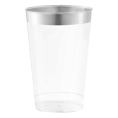 12 oz. Clear with Metallic Silver Rim Round Tumblers