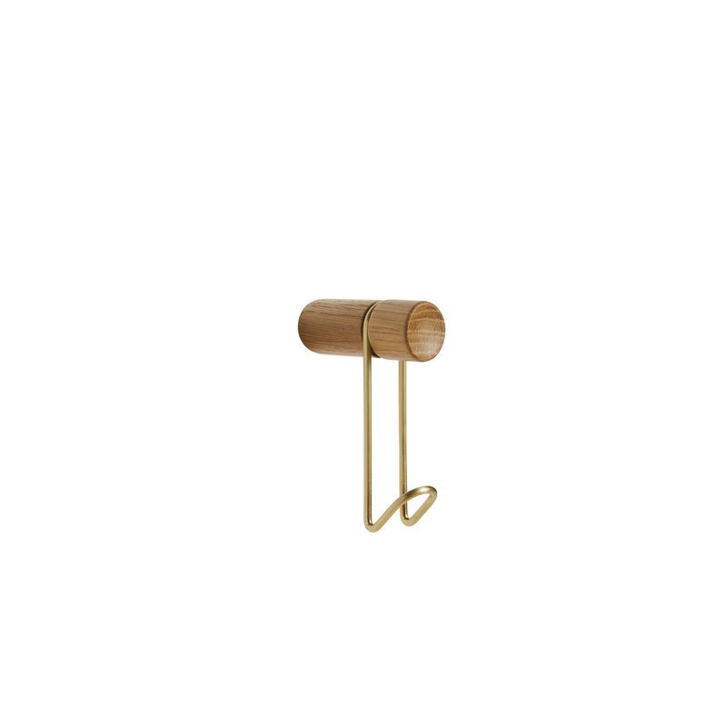 Around Wall Hanger (Small), Oak/Satin Brass