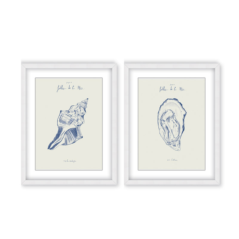 Coastal Retreat Filles De La Mer- La Conchiglia Diptych, 48" H x 64" W