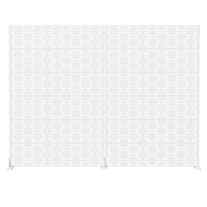 Paravents d'extérieur en métal Wild 72 x 47 pouces Wild, 72 po H x 47 po L x 16 po P, Blanc