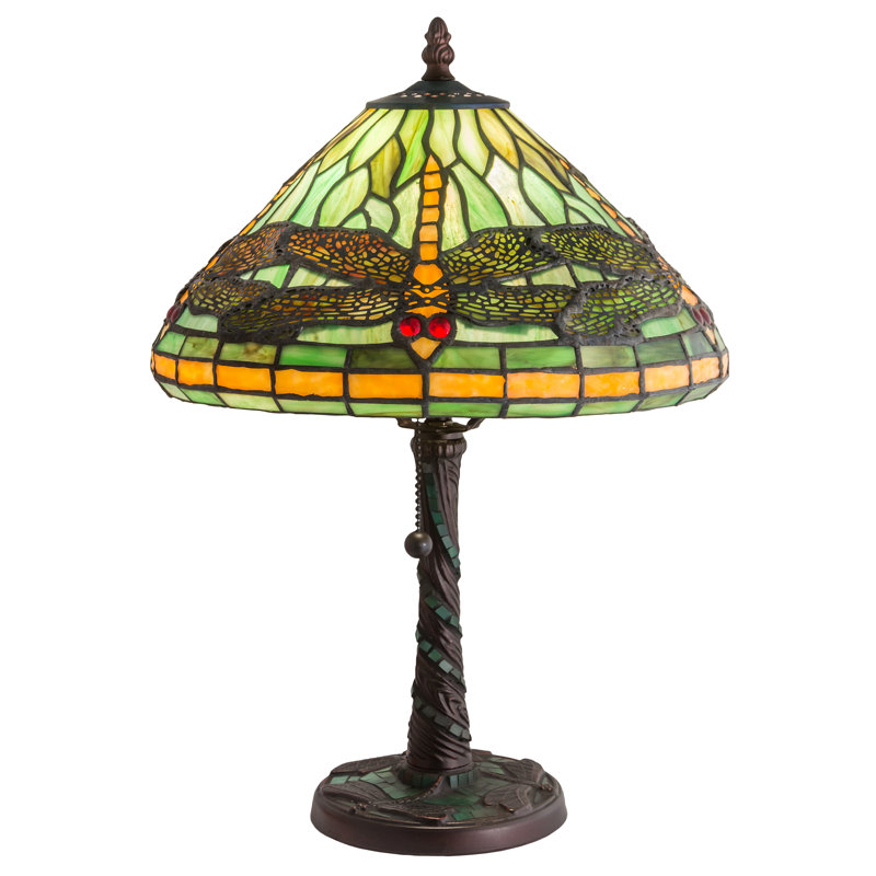 Meyda Tiffany & Stained Glass Table Lamp, Green/Orange