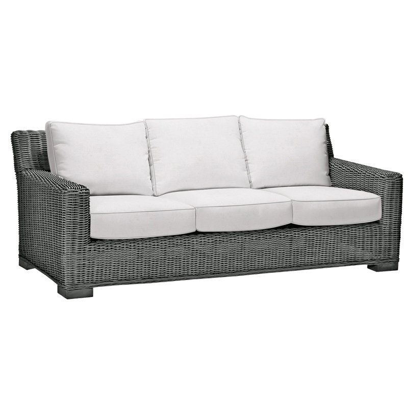 Canapé rustique tissé gris ardoise, Gris ardoise, Welt, Sunbrella® ‑ lin neige