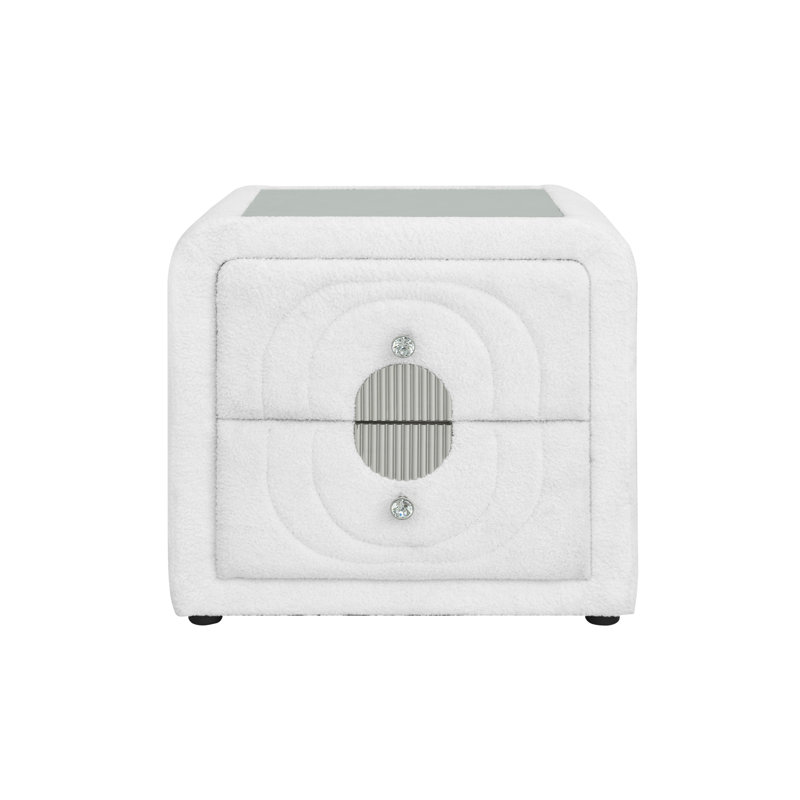 Teddy Sherpa & Chrome Nightstand