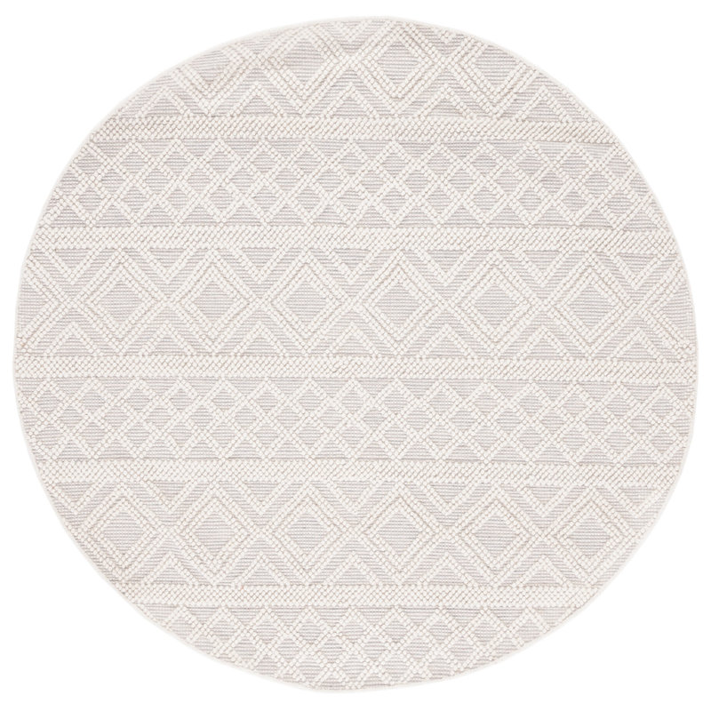 Natura Flat Weave Wool Geometric Rug, Round 6'