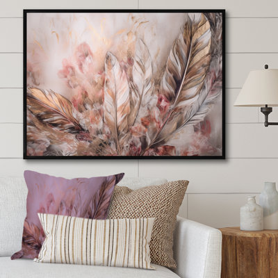 Kamariyah Gold Glamorous Feathers Of Boho Fantasy IV - Glam Feather Framed Wall Art