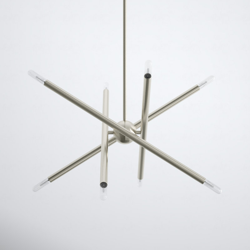Poco 8 - Light Dimmable Sputnik Modern Linear Chandelier, Brushed Nickel