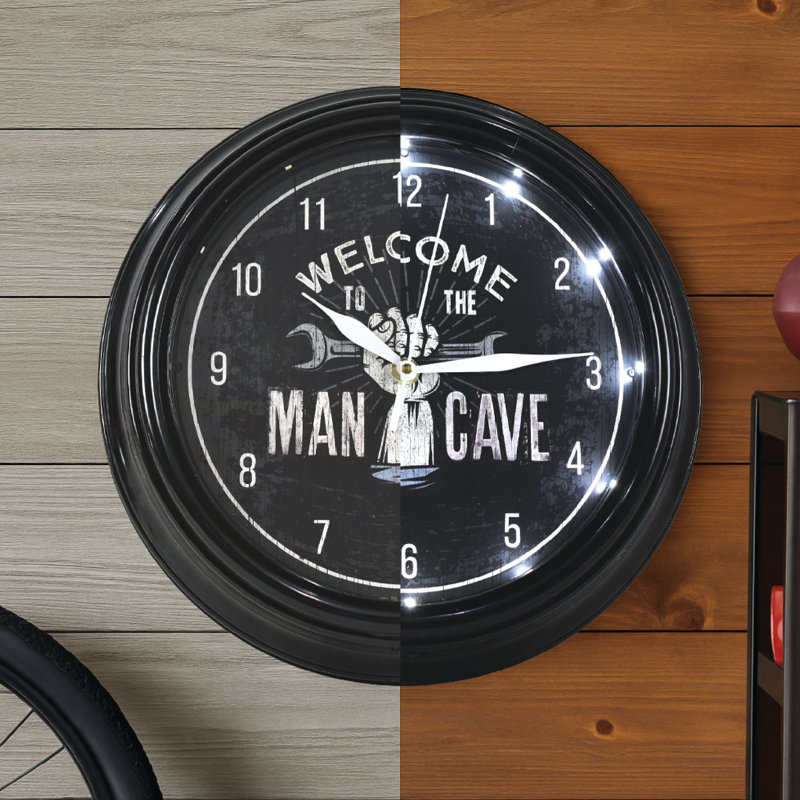 Horloge murale DEL «Welcome to the Man Cave» 12 po