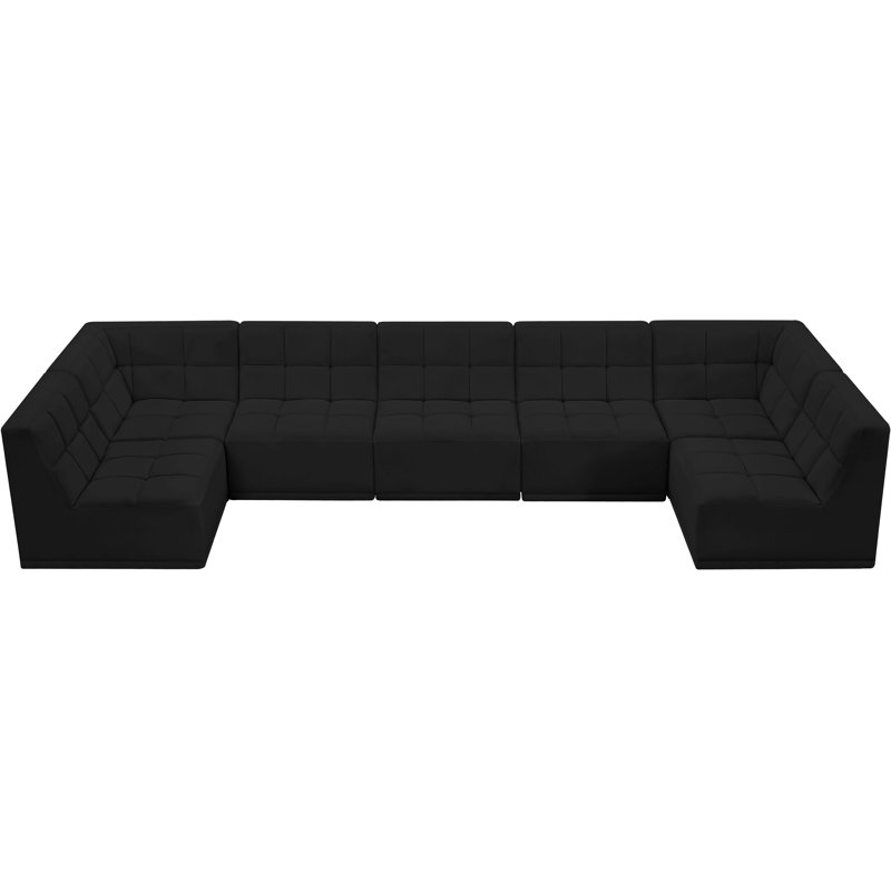 Canapé modulaire en velours Harish, Velours noir