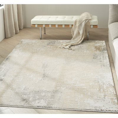 Calvin Klein CK078 Summit 5'3" x 7'9" Cream Ivory Modern Indoor Rug