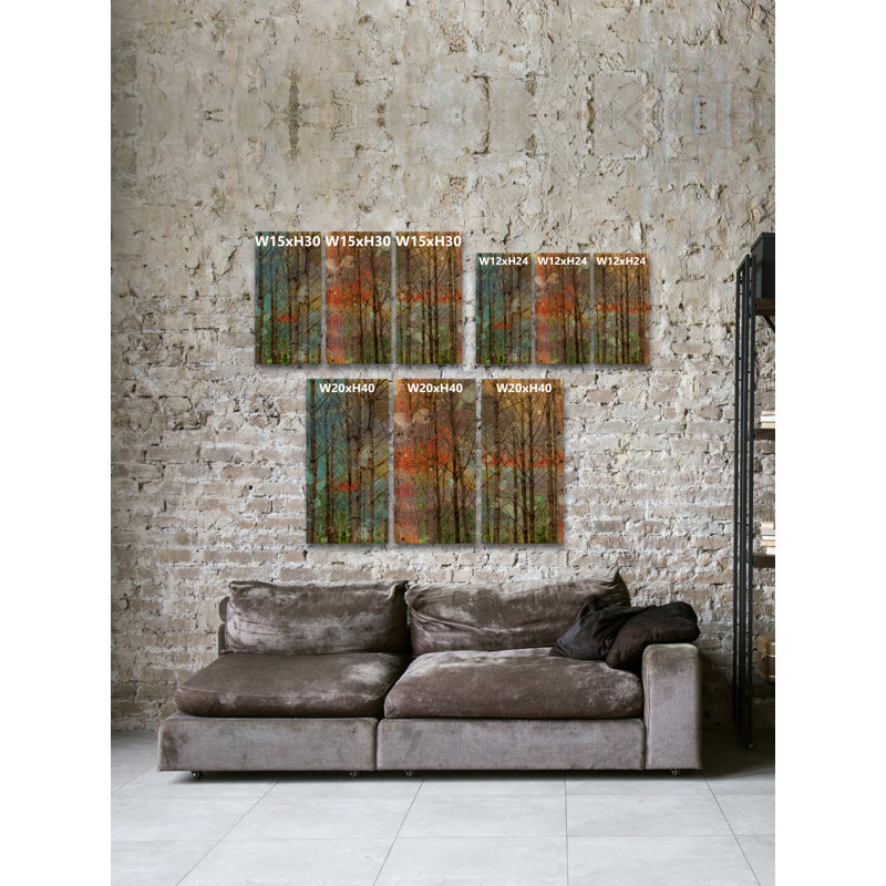 «Through The Trees» par Marmont Hill - Ensemble de 3 toiles tendues, 40 po x 60 po