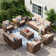 Kisner 9 - Person Outdoor Wicker Conversation Set With Cushions And Table