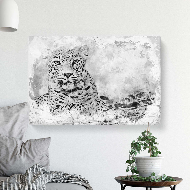 Leopard Resting In Abstract - Wrapped Canvas, 40cm H x 60cm W x 3cm D