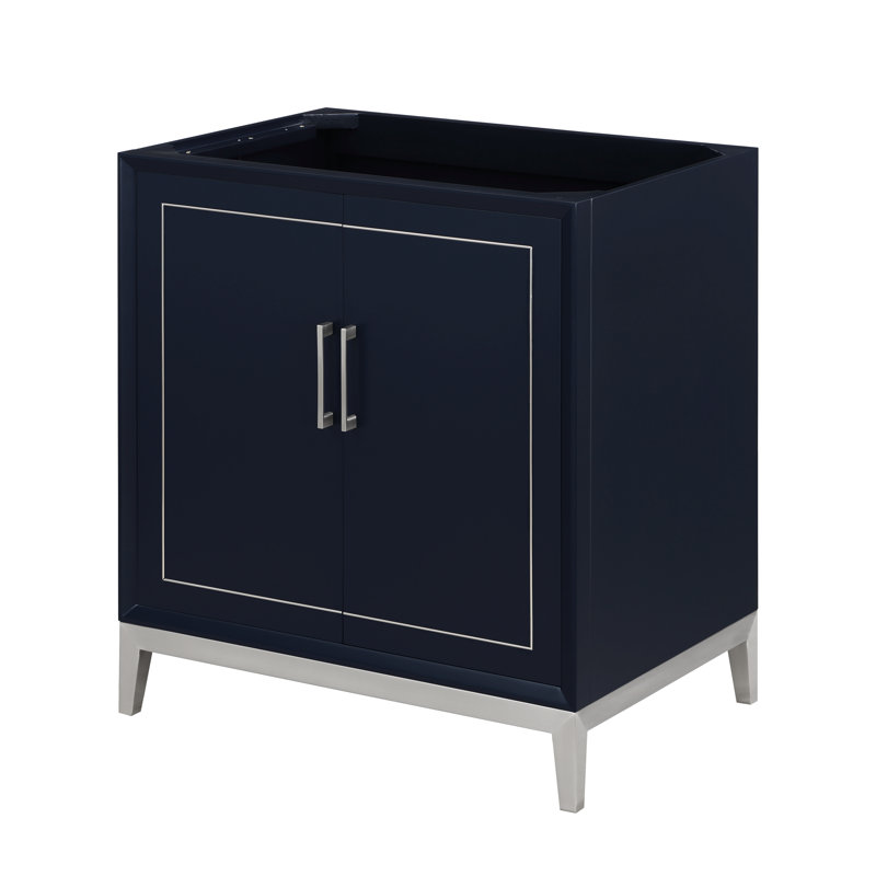 Gracie 30'' W Single Vanity, Pacific Blue, Satin Brass, White Quartz