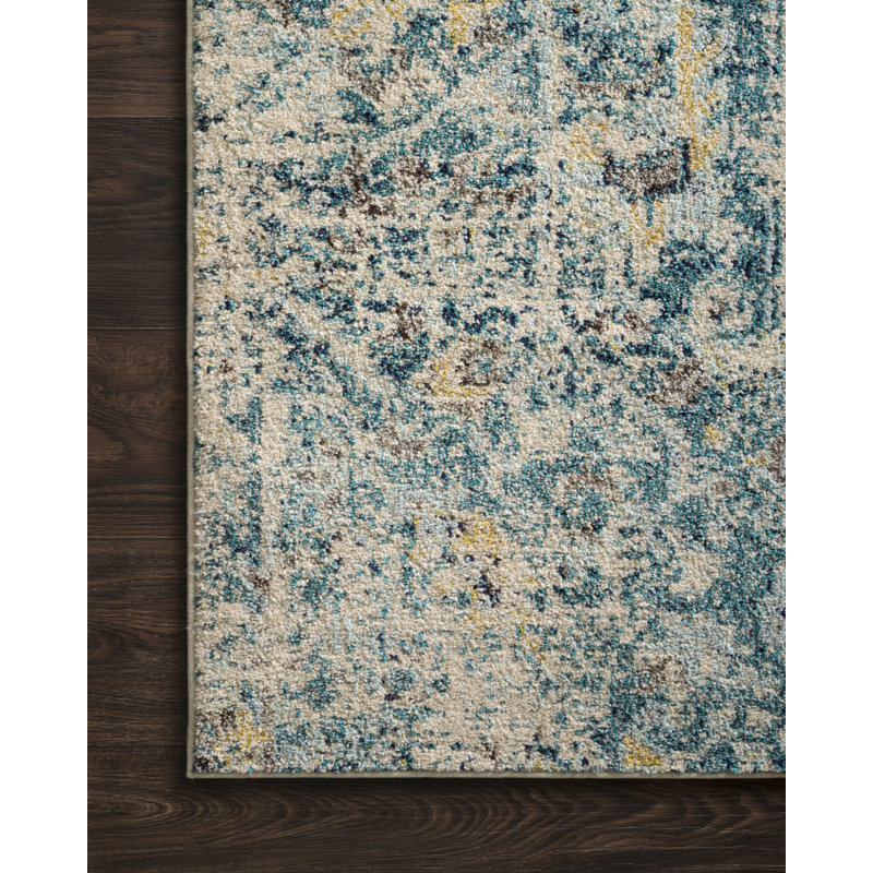 Stratton Oriental Power Loom Area Rug in Brown/Navy, Runner 2'2" x 12'
