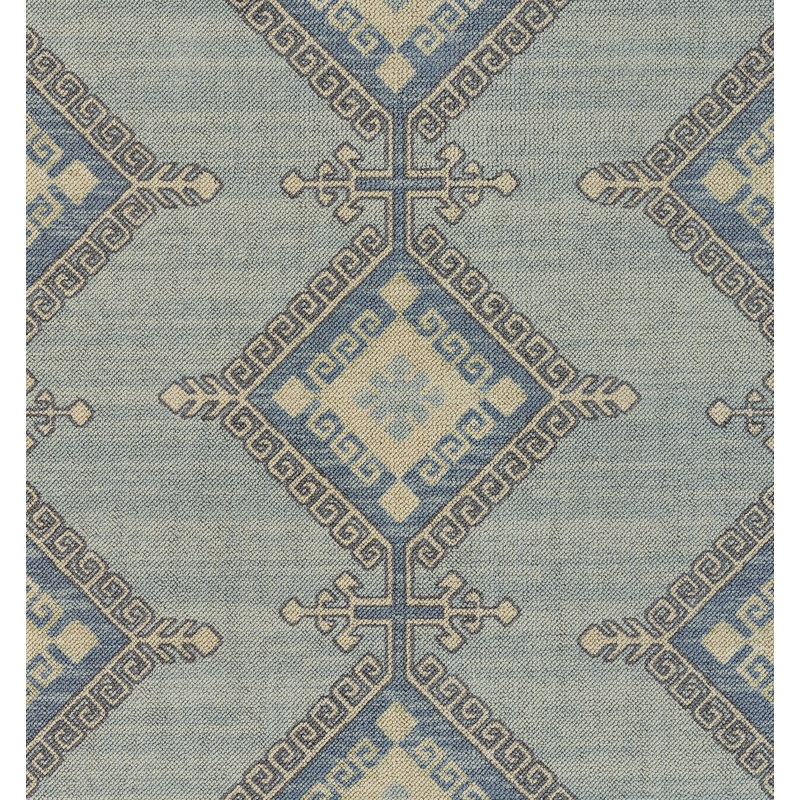Aldona Blue and Brown Oriental Wool and Synthetic Rug