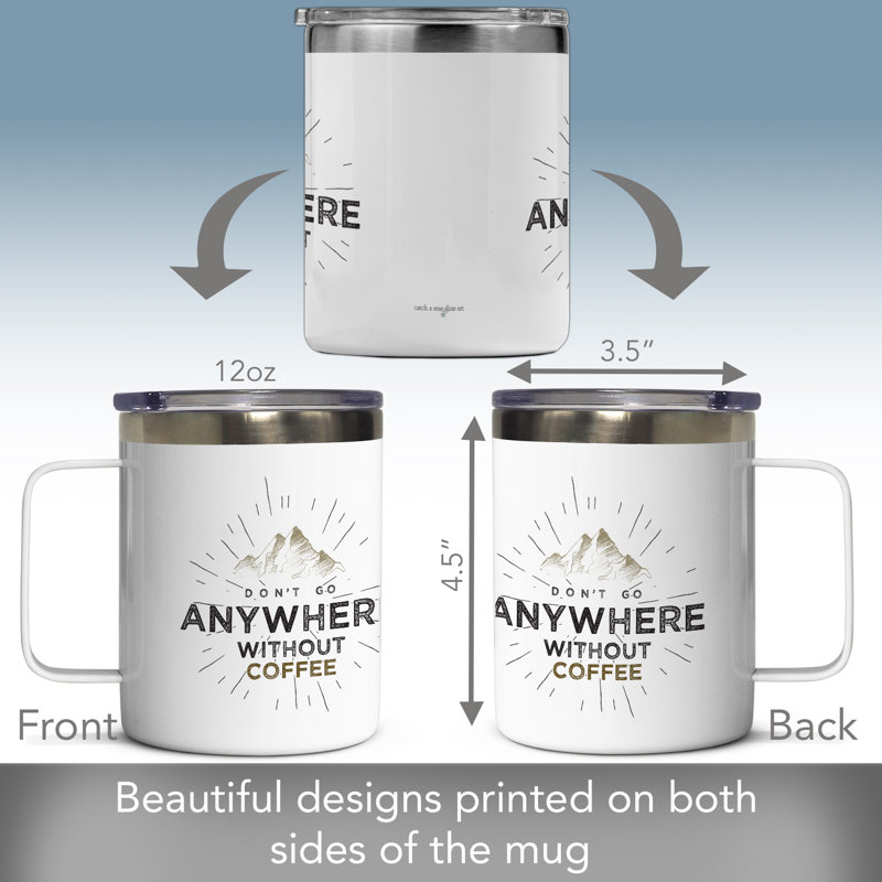 Grande tasse en acier inoxydable avec couvercle 12 oz.