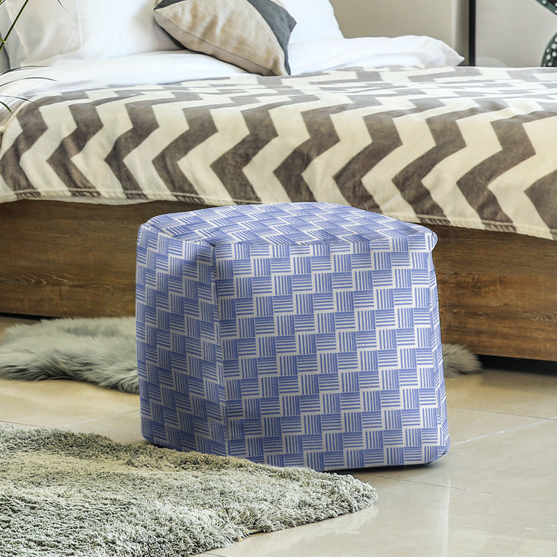 Repose-pieds cubique à rayures classic basketweave, Bleu / gris