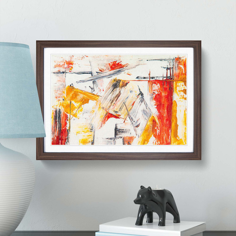 Abstract Art Painting Vol.461 by S.Johnson - Picture Frame Painting Print, 48cm H x 65cm W x 2cm D, Walnut Framed
