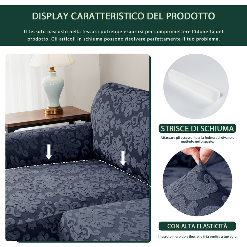Box Cushion Sofa Slipcover, Grayish Blue